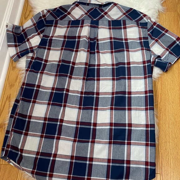 LEVI'S Casual Plaid Short Sleeve Cotton Blend Button Down Shirt Size Large Caber - Picture 3 of 9